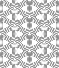 Seamless Geometric Pattern of Interlocking Rings, Circular Grid. Monochrome background vector design.
