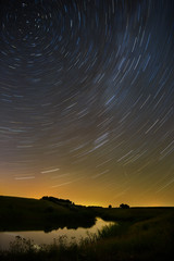 Star trail in the night sky