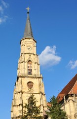 Fototapeta na wymiar The Church of Saint Michael is an iconic Gothic-style Roman Catholic church in Cluj-Napoca.