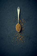 Alfalfa seeds on a vintage spoon

