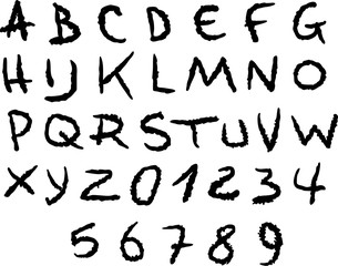 irregular line font and number alphabet over white © johnjohnson