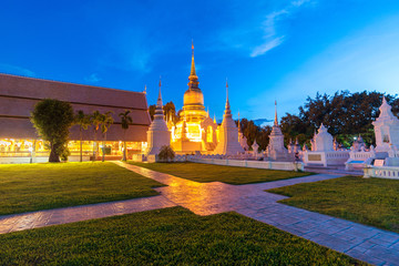 golden pagoda at wat suan dok a beautiful temple in chiang mai