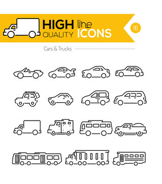 Cars line icons two