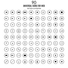 set of universal icons for the Internet and mobile media devices on the white background. stock vector illustration eps10