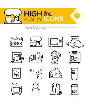 Home appliances line icons