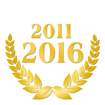 fünfjähriges Jubiläum 2011-2016 lorbeer gold
