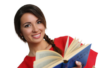 Female young student holding textbook
