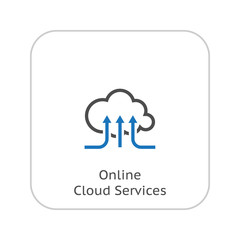Online Cloud Services. Flat Design Icon.