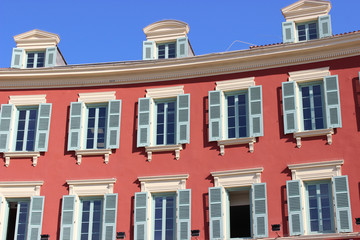 Fototapeta na wymiar Beautiful building on the Place Massena in Nice
