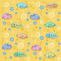 Seamless pattern with sleeping rabbits