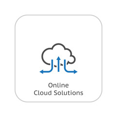 Online Cloud Solutions. Flat Design Icon.