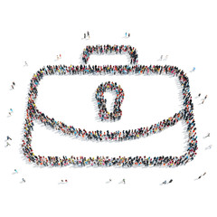 people  shape  briefcase isolated