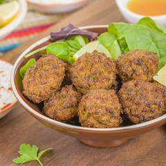 Falafel - Middle Eastern deep fried balls made of chickpeas.
