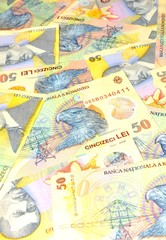 Naklejka premium Romanian currency (lei) background