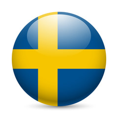 Round glossy icon of Sweden