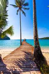 Tourism Concept. Old wooden pier. paradise island