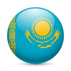 Round glossy icon of Kazakhstan