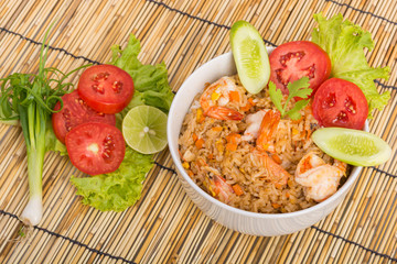 Special Shrimp fried rice in black cup