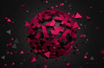 Abstract 3D Rendering of Low Poly Sphere.