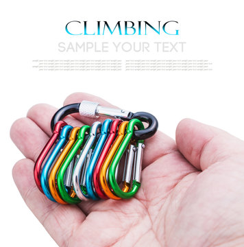 Colorful Carabiner Climbing In Hand