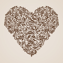 Decorated brown heart