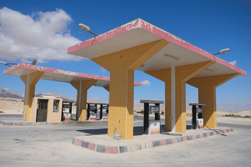 Syria - September 22: Filling station empty due to shortage of fuel during Syrian civil war on September 22, 2013 in an area between cities of Damascus and Homs, Syria