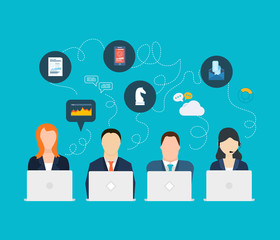 Flat design modern vector illustration concept of analyzing