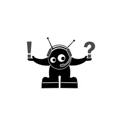 Funny cartoon character cosmonaut - from help desk isolated on white background.
