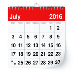 July 2016 - Calendar.