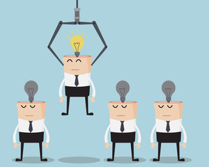 Choose Businessman One Have Bulb Idea On His Head