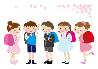 Fototapeta premium 小学生 ランドセル