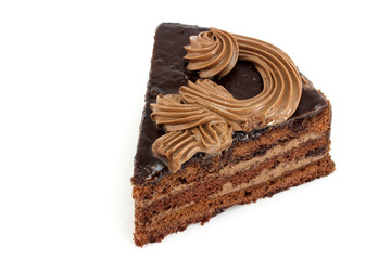 Piece of cake with chocolate top