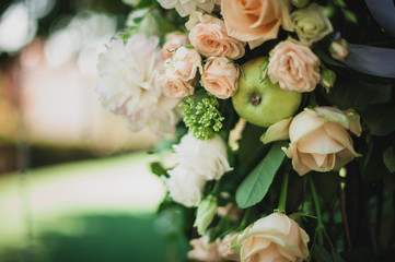 Beautiful flower wedding decoration in white and pink