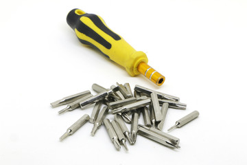 yellow screwdriver with isolate background