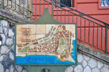 Local map of Nice city by the street, France Riviera