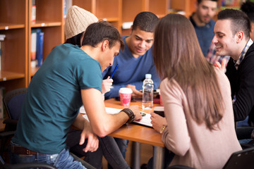 Group of students working in team