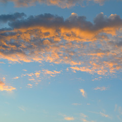 beautiful sunrise and cumulus clouds