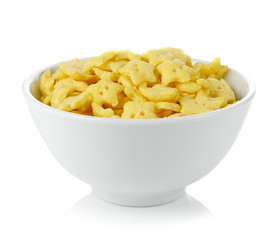 cereals in white bowl on a white background