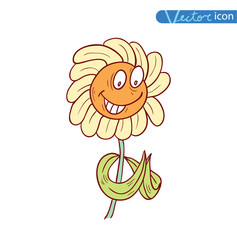  Cartoon flower, vector icons.