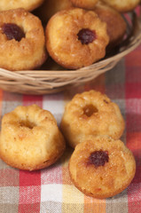 Cakes with jam in a basket