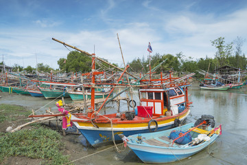 Wooden thai fishing boats