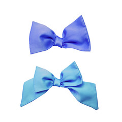 blue ribbon bows tie isolated on white background