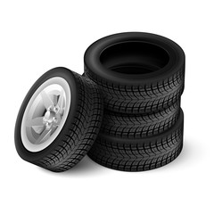 Black rubber car wheel