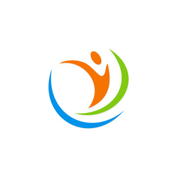 people abstract fitness sport happy logo