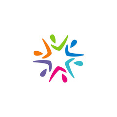 circle diversity star colorful people logo