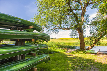 Canoes on a stand