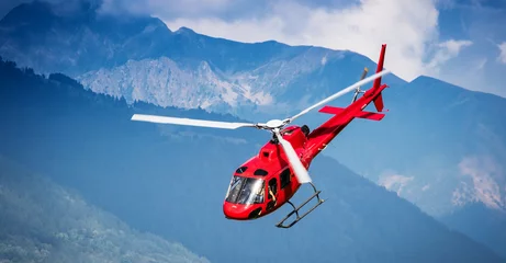 Foto op Plexiglas Helikopter rode helikopter