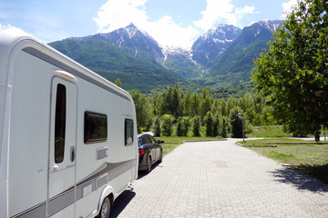 Holiday in the mountains with the caravan