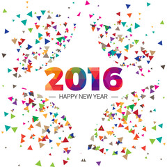 Happy new year 2016 paper text triangle scatter Design