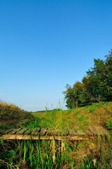 Obraz premium Wooden bridge over the drainage canal